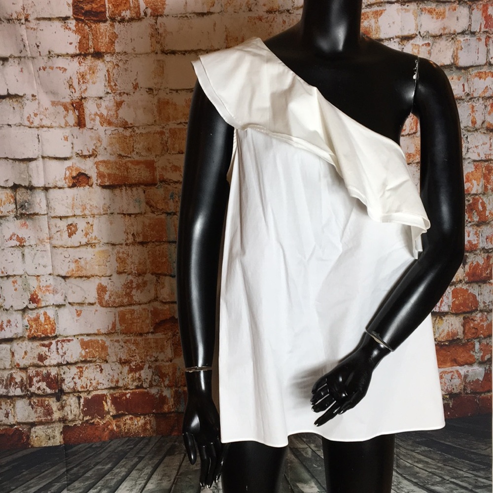 Vince Camuto White One Shoulder Blouse